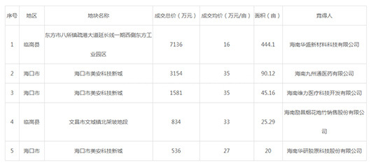 2019年05月海南工业用地市场交易分析报告 